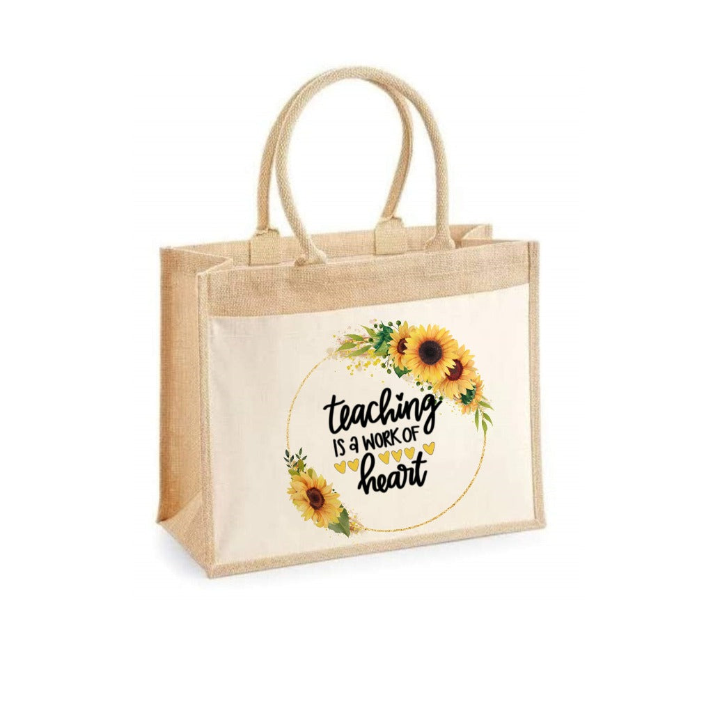Teacher Sunflower Jute Bag