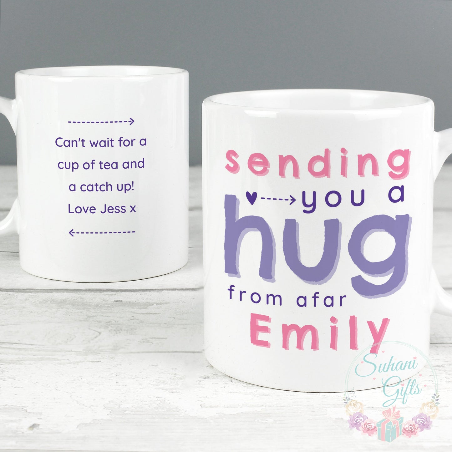 Personalised Pink Hug From Afar Mug-Suhani Gifts