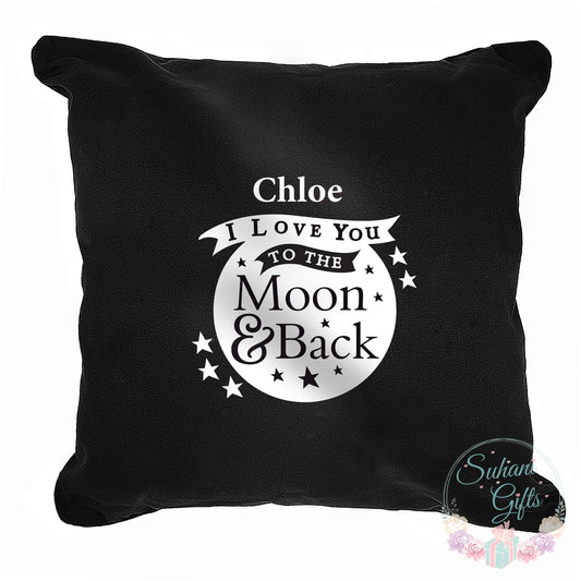 Personalised To the Moon and Back...Black Cushion Cover-Suhani Gifts
