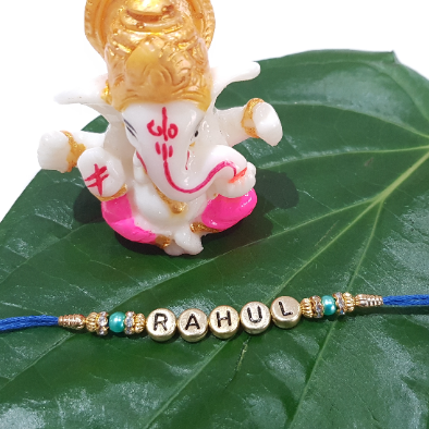 Personalised Rakhi/Rakhri, Raksha Bandhan Gold Letter Beads