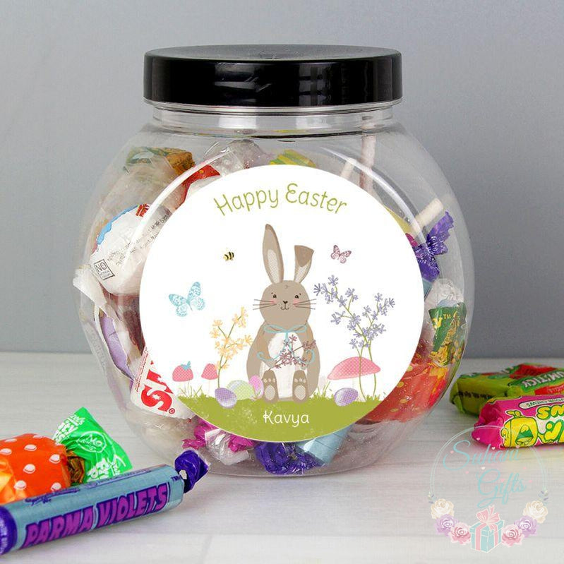 Personalised Easter Meadow Bunny Sweets Jar-Suhani Gifts